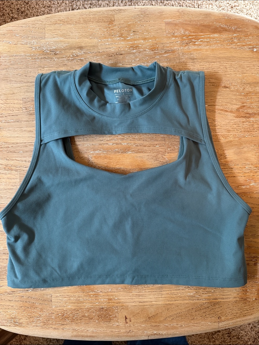 Peloton Women's Teal Green Cutout Crop Top / Bra Size Large